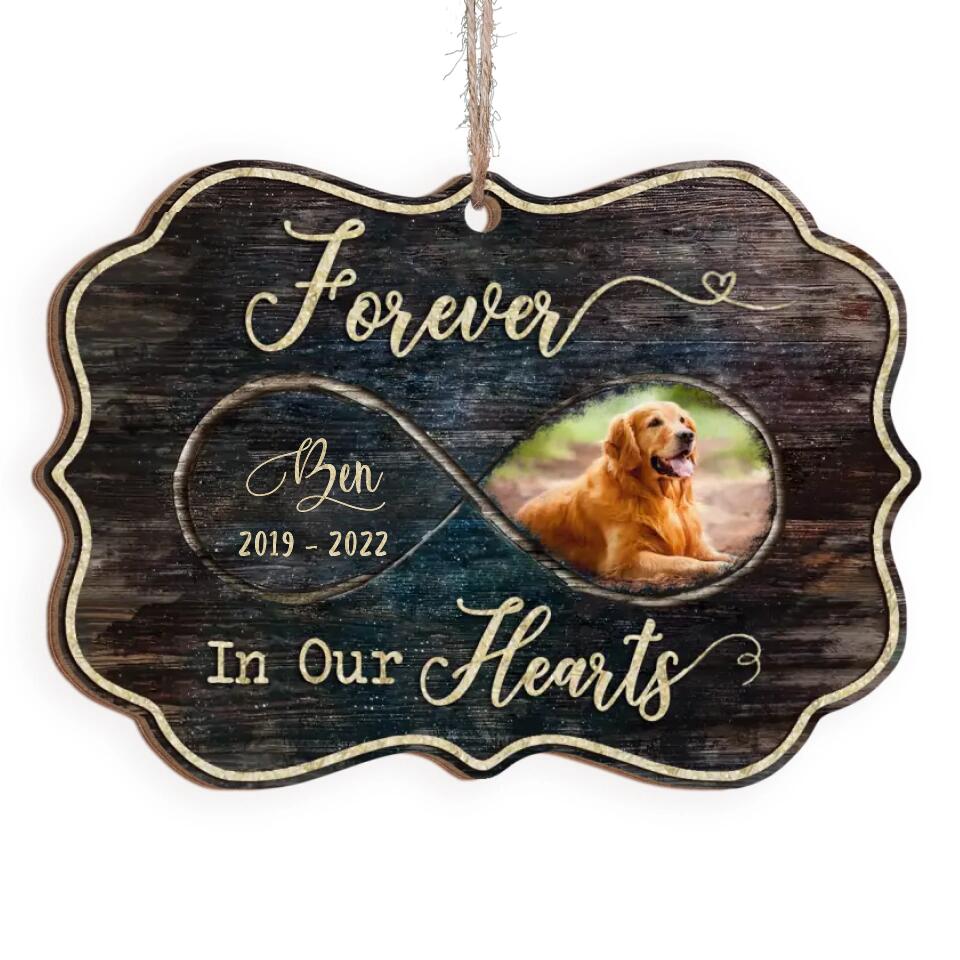 Forever In Our Hearts, Memorial Ornament Christmas - Personalized Ornament, Gift For Dog Lover