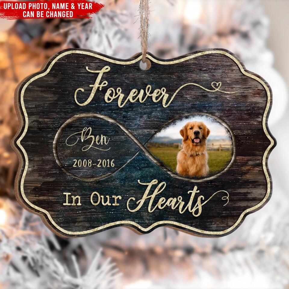 Forever In Our Hearts, Memorial Ornament Christmas - Personalized Ornament, Gift For Dog Lover