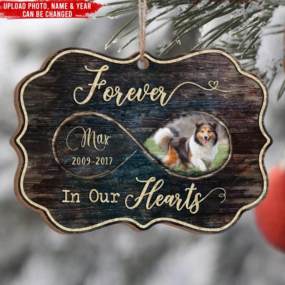 Forever In Our Hearts, Memorial Ornament Christmas - Personalized Ornament, Gift For Dog Lover