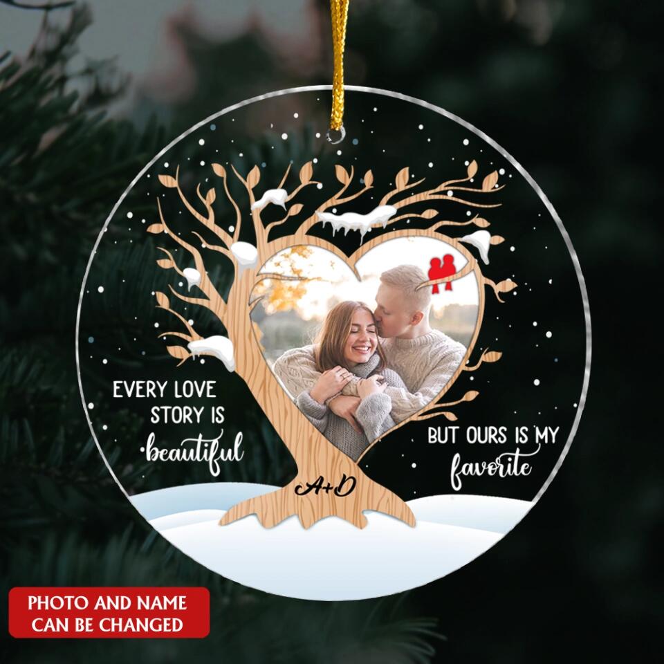 Our Love Story Is My Favourite Ornament - Personalized Christmas Ornament For Couple - Valentines Day Gift - Personalized Love Acrylic Ornament