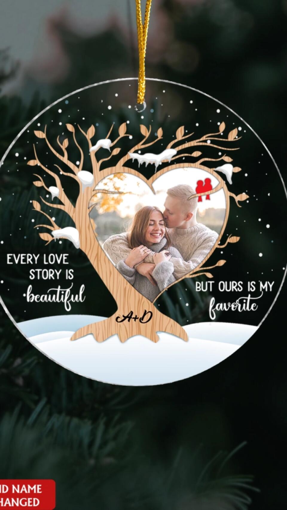 Our Love Story Is My Favourite Ornament - Personalized Christmas Ornament For Couple - Valentines Day Gift - Personalized Love Acrylic Ornament
