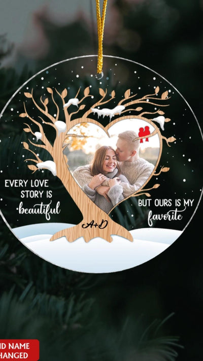 Our Love Story Is My Favourite Ornament - Personalized Christmas Ornament For Couple - Valentines Day Gift - Personalized Love Acrylic Ornament