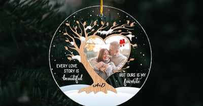 Our Love Story Is My Favourite Ornament - Personalized Christmas Ornament For Couple - Valentines Day Gift - Personalized Love Acrylic Ornament