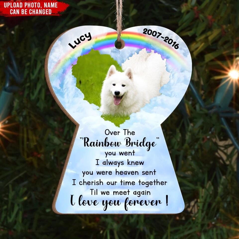 Rainbow Bridge Memorial Wooden Ornament - Sympathy Gift - Pet Memorial Ornament - Dog Lover Gift - Personalized Loving Memory Of Pet Ornament