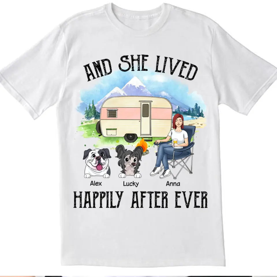 And She Lived Happily Ever After Shirt - Dog Mom Shirts, Dog Mama TShirt - Dog Lovers Gift - Fur Mama Shirt - Camping Lovers Shirt