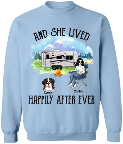 And She Lived Happily Ever After Shirt - Dog Mom Shirts, Dog Mama TShirt - Dog Lovers Gift - Fur Mama Shirt - Camping Lovers Shirt