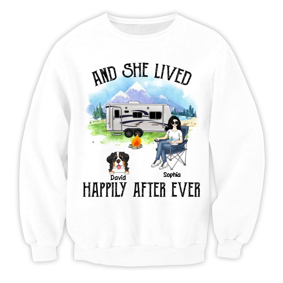 And She Lived Happily Ever After Shirt - Dog Mom Shirts, Dog Mama TShirt - Dog Lovers Gift - Fur Mama Shirt - Camping Lovers Shirt