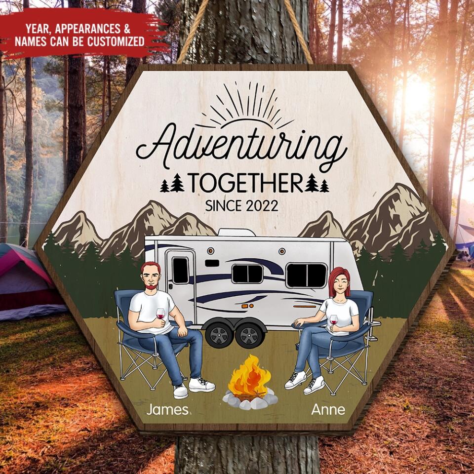 Adventure Couple Gifts Personalized Wooden Sign - Gift For Couple - Gift For Her, Him - Gift For Camping Couples - Personalized Camping Sign