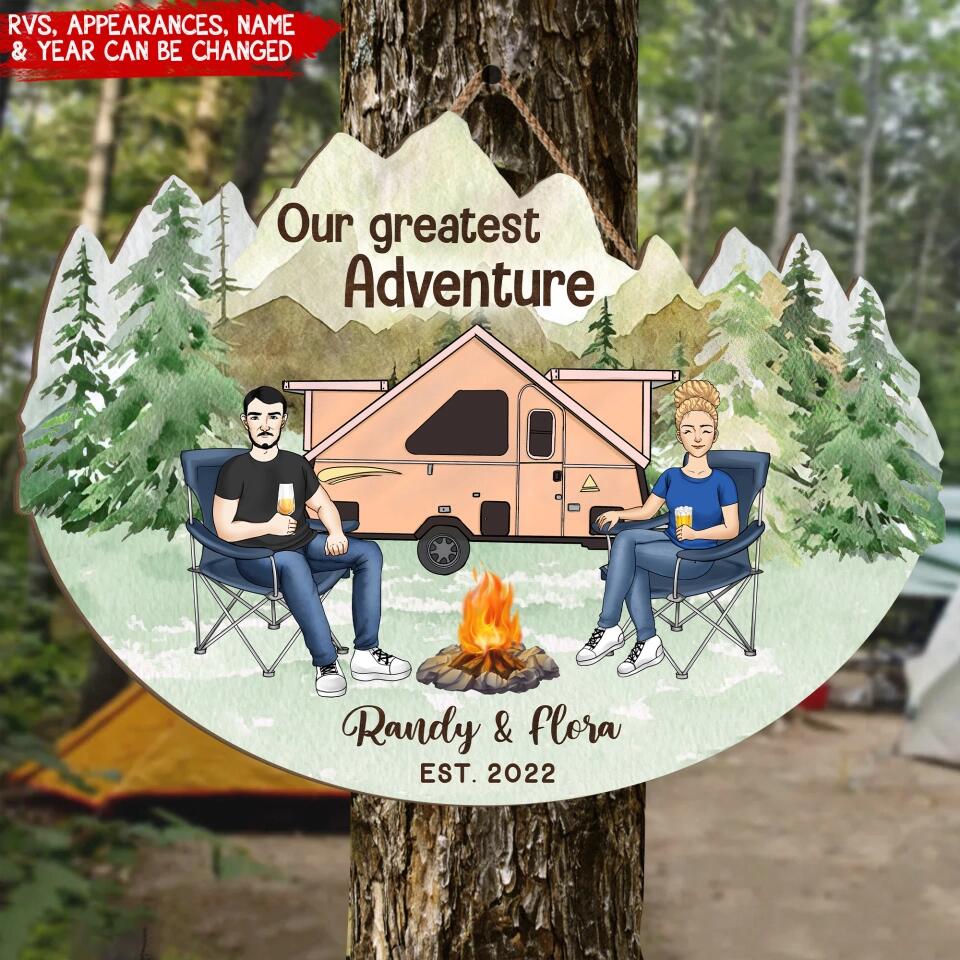 Adventure Mountain Wooden Sign - Camper Life - Valentines Day Gift - Camping Gift - Gift For Camping Lovers - Personalized Camping Sign