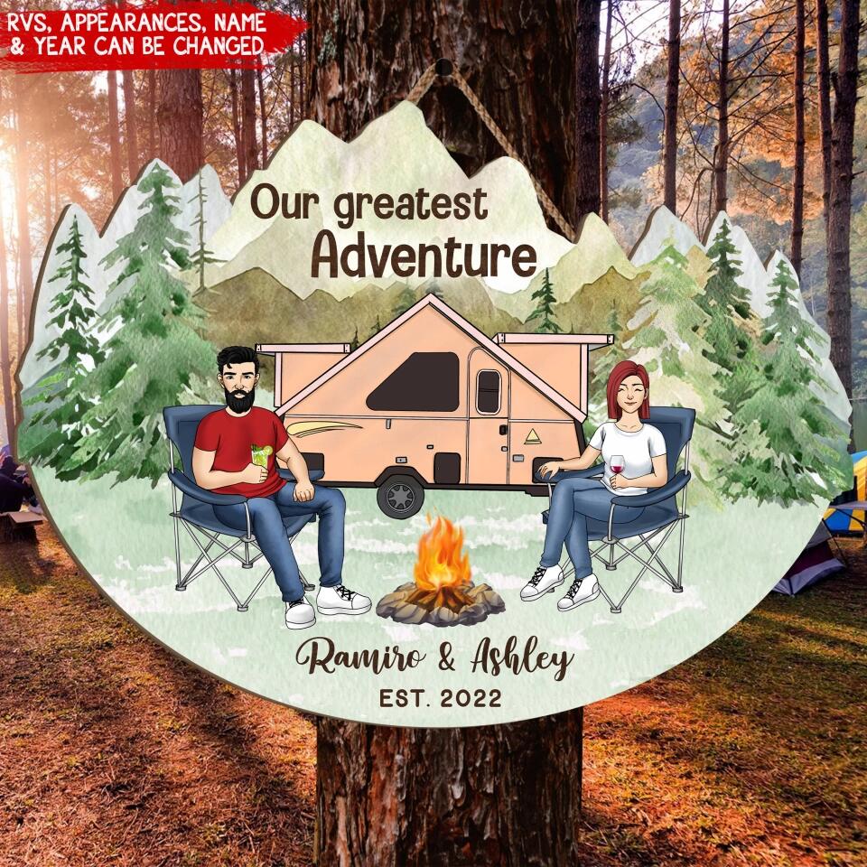 Adventure Mountain Wooden Sign - Camper Life - Valentines Day Gift - Camping Gift - Gift For Camping Lovers - Personalized Camping Sign