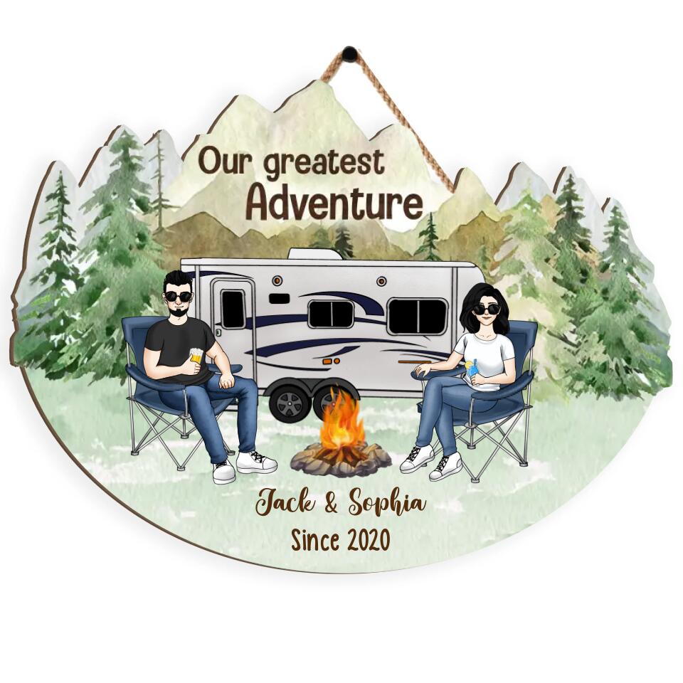 Adventure Mountain Wooden Sign - Camper Life - Valentines Day Gift - Camping Gift - Gift For Camping Lovers - Personalized Camping Sign