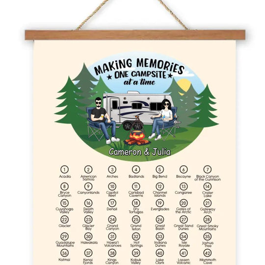 National Park, Making Memories - Personalized Scroll Canvas, Travel Adventure, Check List, NPS Bucket List, Adventure Gift