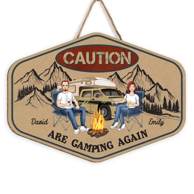 Caution Couple Are Camping Again Sign -  Camper Life - Valentines Day Gift - Camping Gift - Gift For Camping Lovers - Personalized Camping Sign