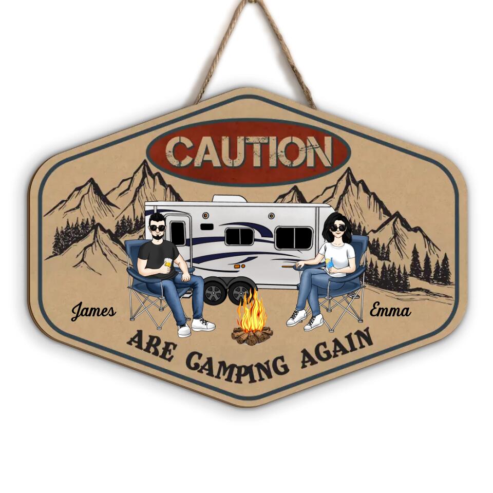 Caution Couple Are Camping Again Sign -  Camper Life - Valentines Day Gift - Camping Gift - Gift For Camping Lovers - Personalized Camping Sign