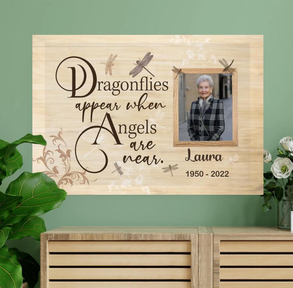 Dragonflies Appear When Angels Are Near - Personalized Canvas, Memorial Canvas