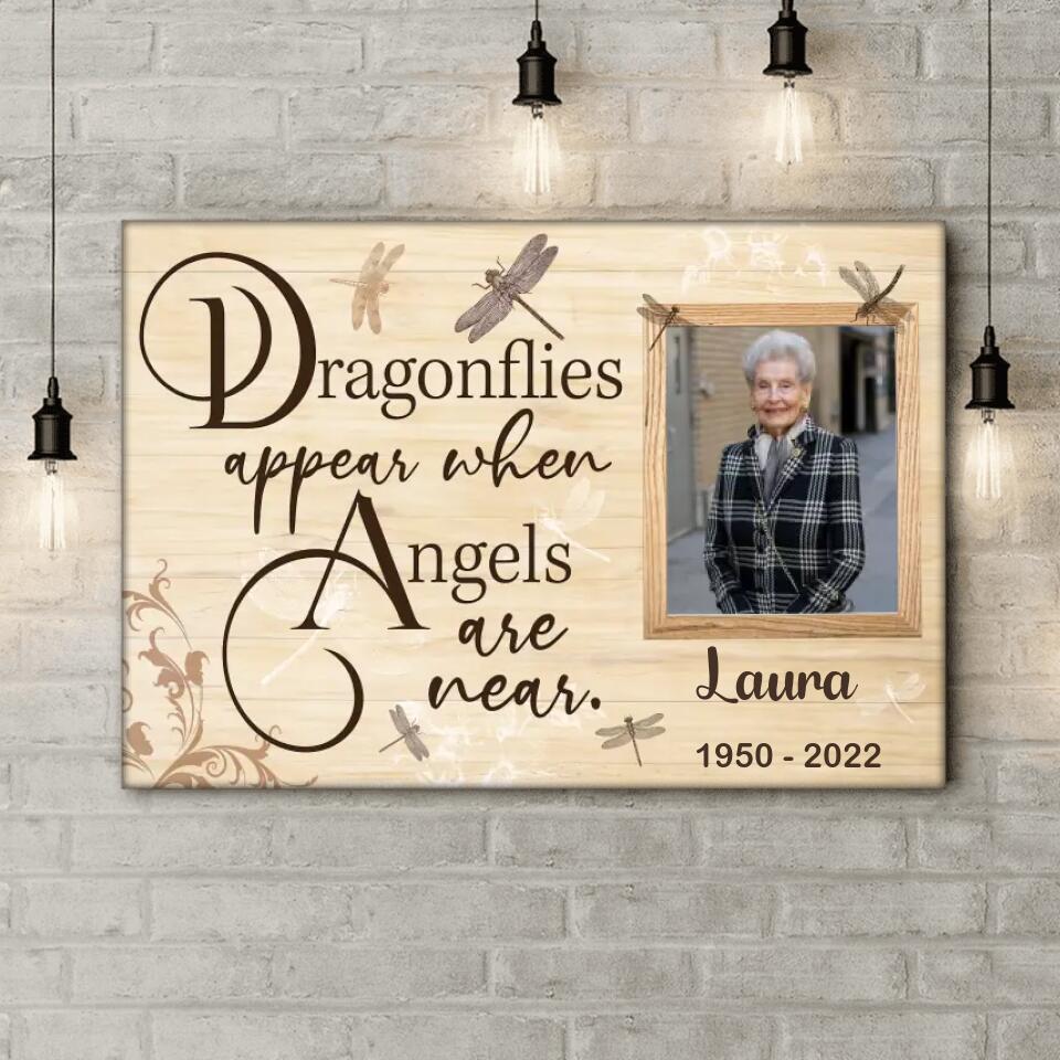 Dragonflies Appear When Angels Are Near - Personalized Canvas, Memorial Canvas