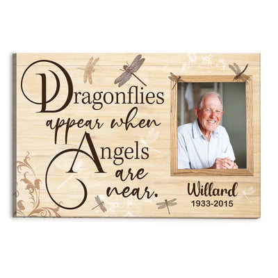 Dragonflies Appear When Angels Are Near - Personalized Canvas, Memorial Canvas