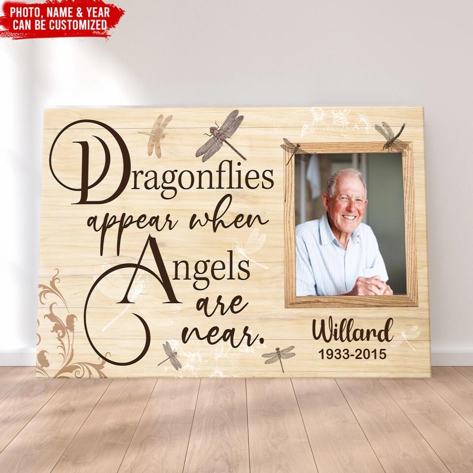 Dragonflies Appear When Angels Are Near - Personalized Canvas, Memorial Canvas