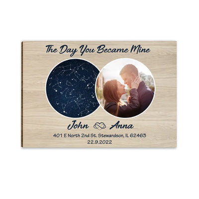 The Day You Became Mine - Personalized Canvas, Wedding Gift, Anniversary Gift For Couple