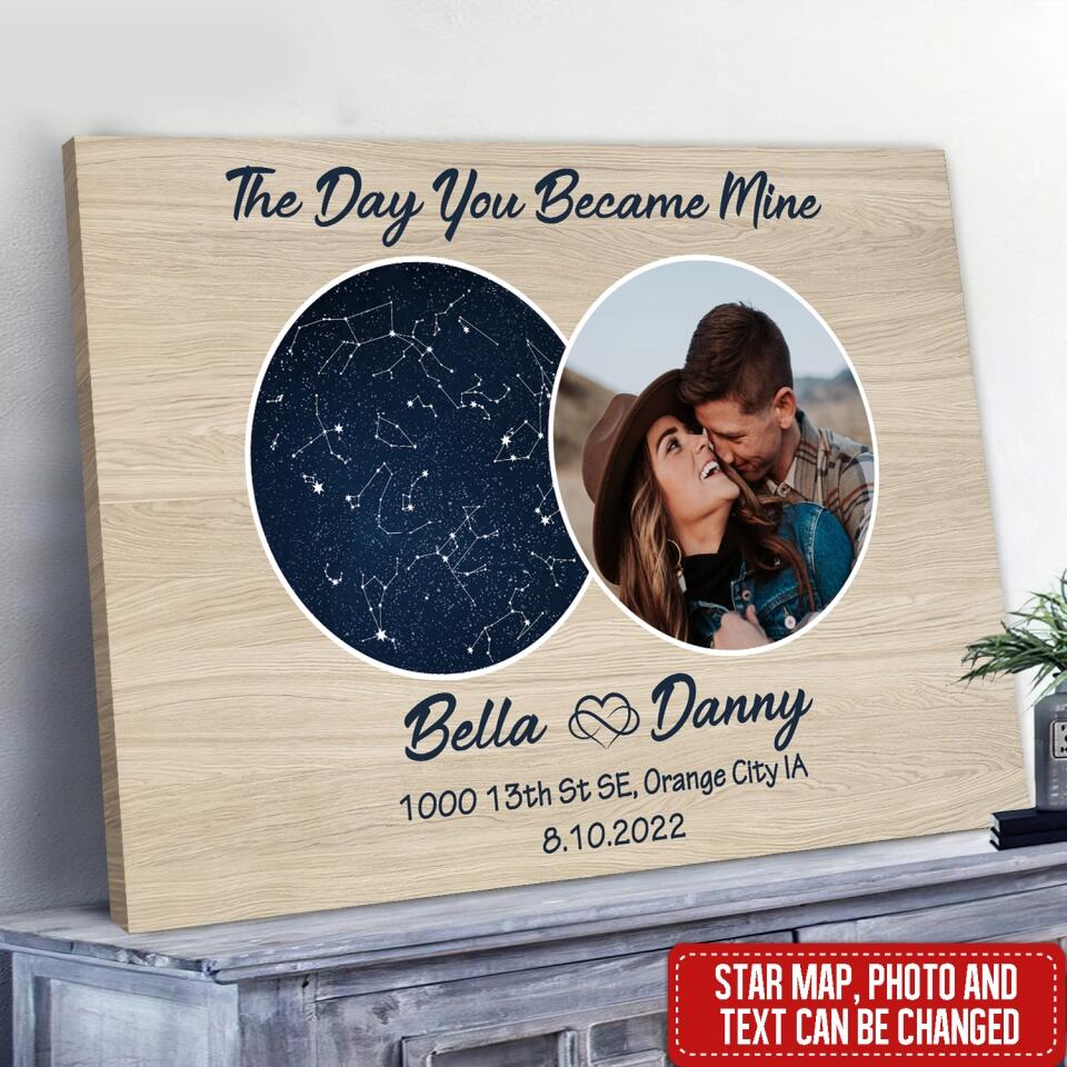 The Day You Became Mine - Personalized Canvas, Wedding Gift, Anniversary Gift For Couple
