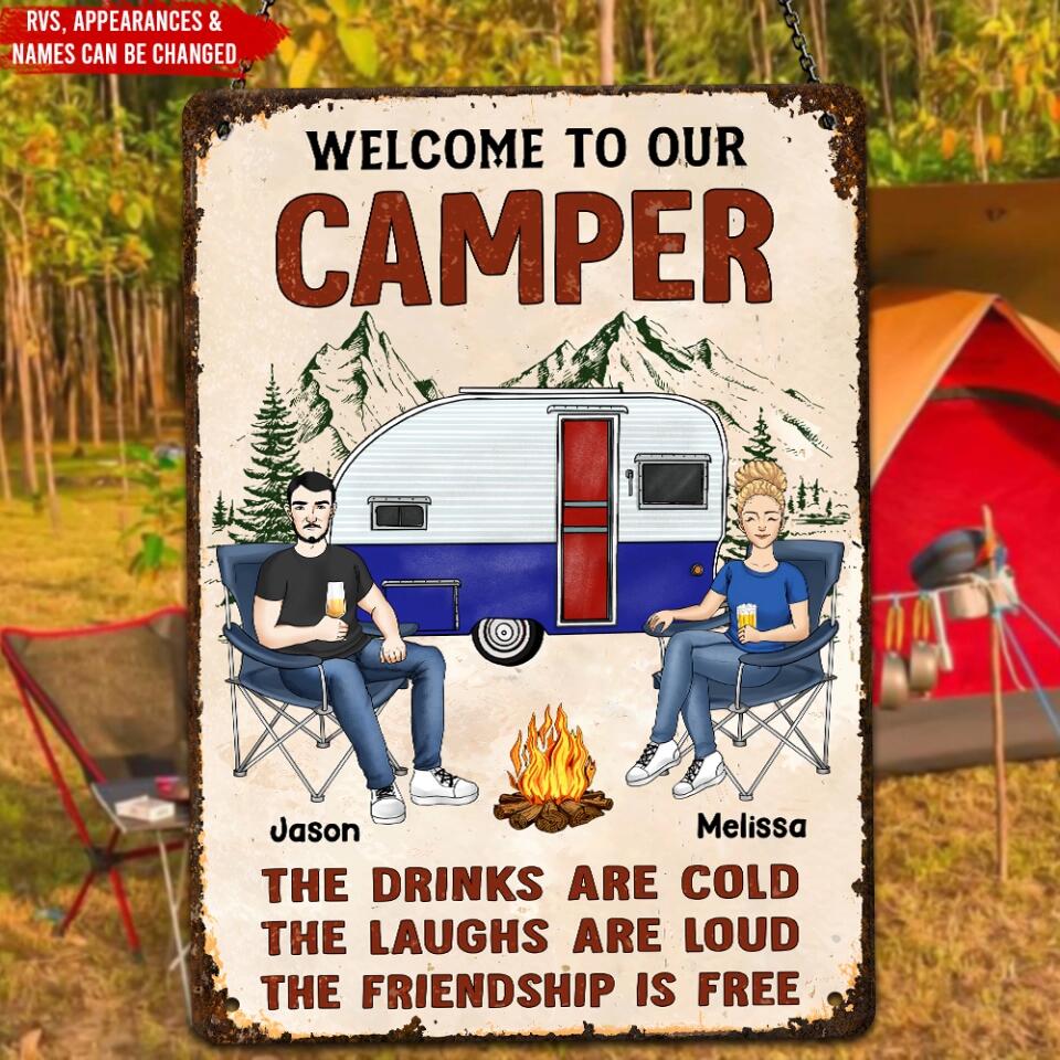Welcome To Our Camper - Personalized Metal Sign, Gift For Camping Lovers