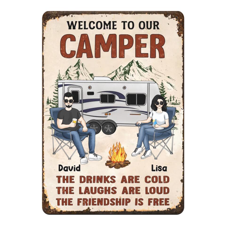 Welcome To Our Camper - Personalized Metal Sign, Gift For Camping Lovers