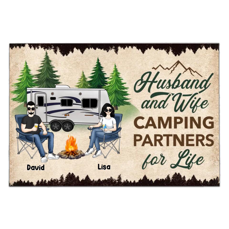 Husband and Wife, Camping Partners For Life -  Personalized Doormat, Gift For Camping Lovers
