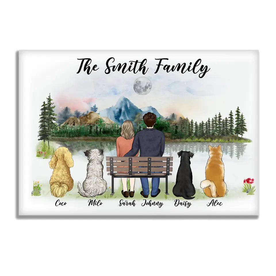 Personalized Couple Portrait With Pets Canvas - Gift For Dog Lovers - Personalized Couple Dog Canvas - Custom Family Portrait - Dog Fur Family - Dog Gifts