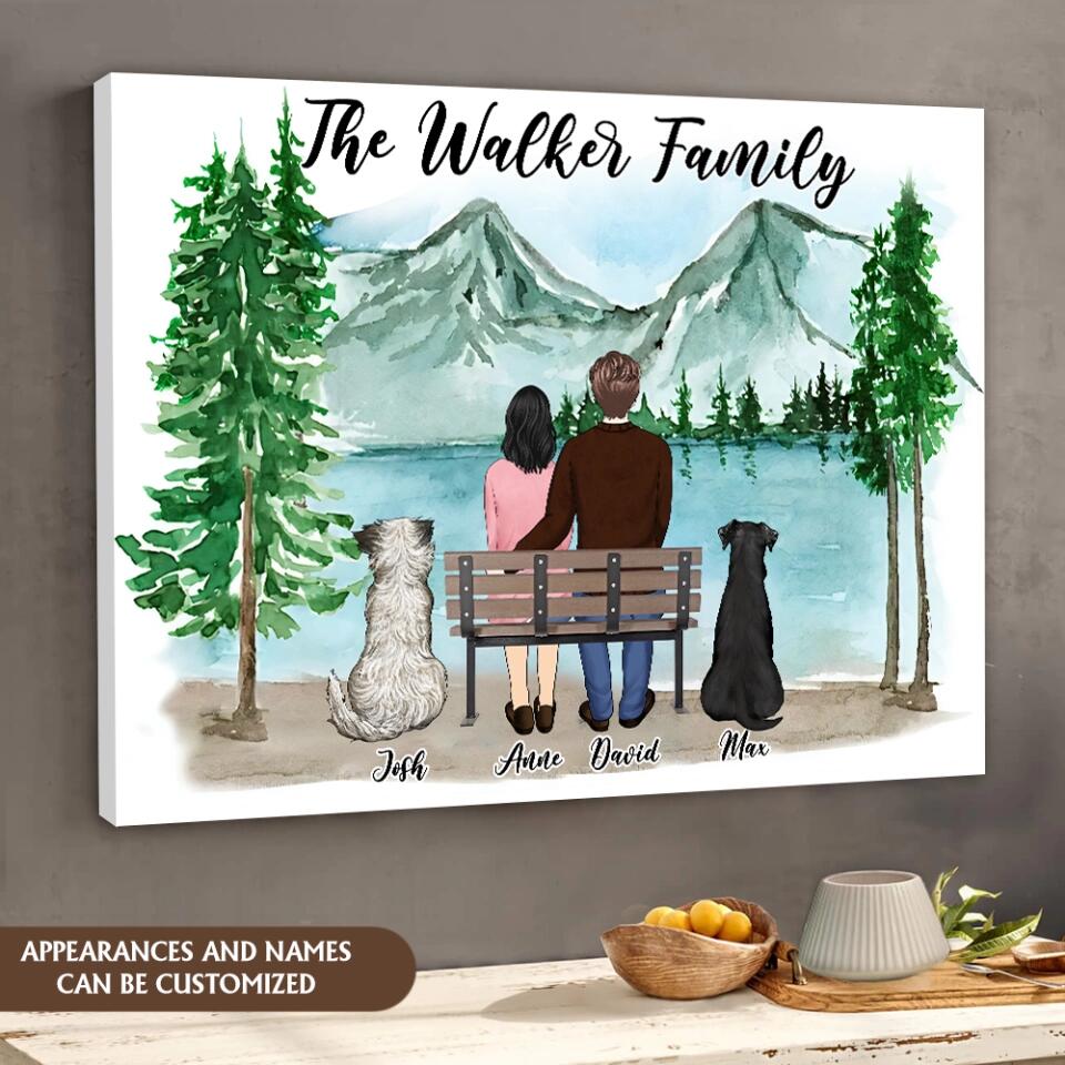 Personalized Couple Portrait With Pets Canvas - Gift For Dog Lovers - Personalized Couple Dog Canvas - Custom Family Portrait - Dog Fur Family - Dog Gifts