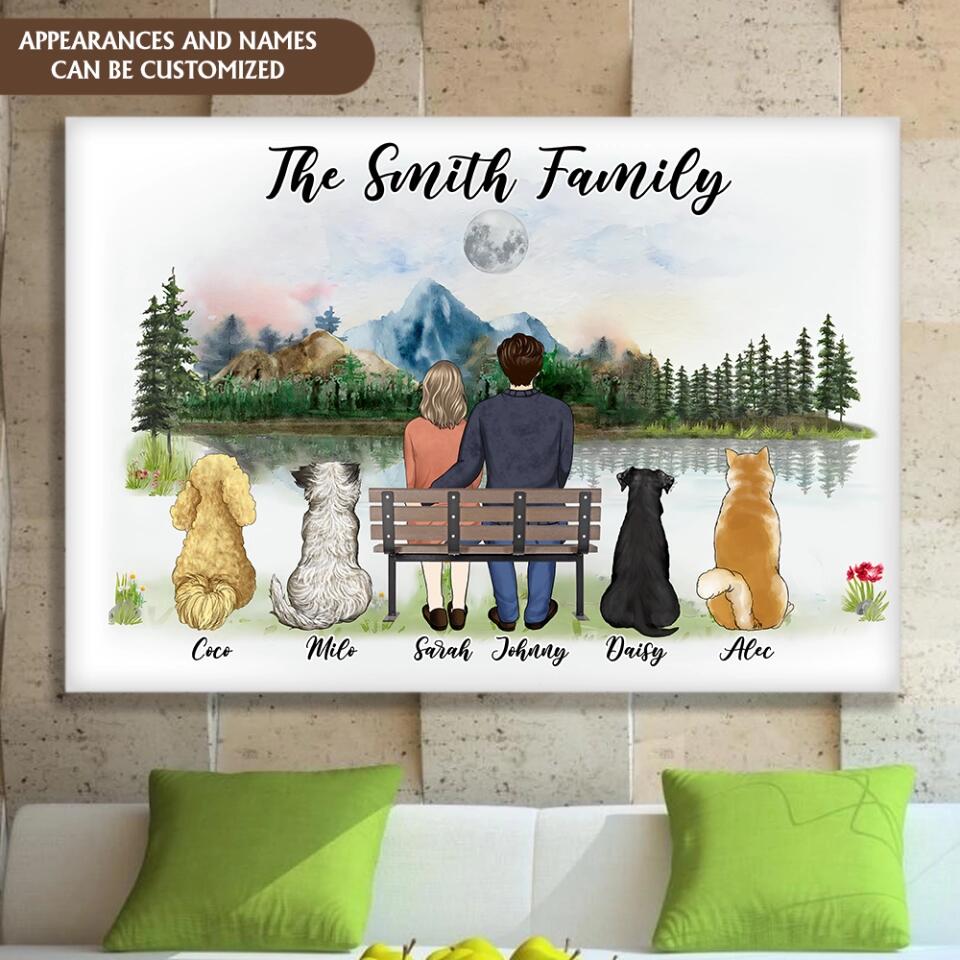 Personalized Couple Portrait With Pets Canvas - Gift For Dog Lovers - Personalized Couple Dog Canvas - Custom Family Portrait - Dog Fur Family - Dog Gifts