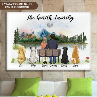 Personalized Couple Portrait With Pets Canvas - Gift For Dog Lovers - Personalized Couple Dog Canvas - Custom Family Portrait - Dog Fur Family - Dog Gifts