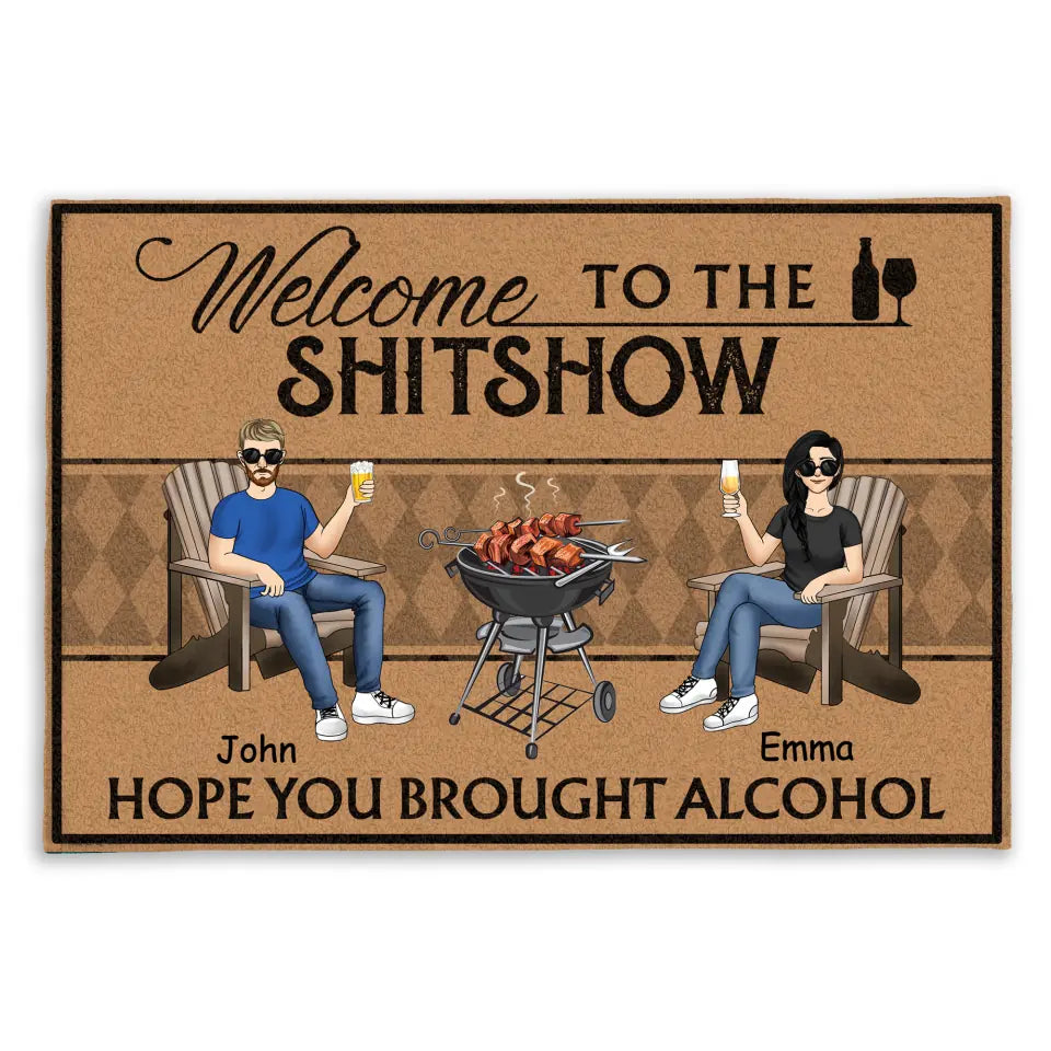 Welcome To The Shitshow - Personalized Doormat, Gift For Family, Husband &amp; Wife Doormat