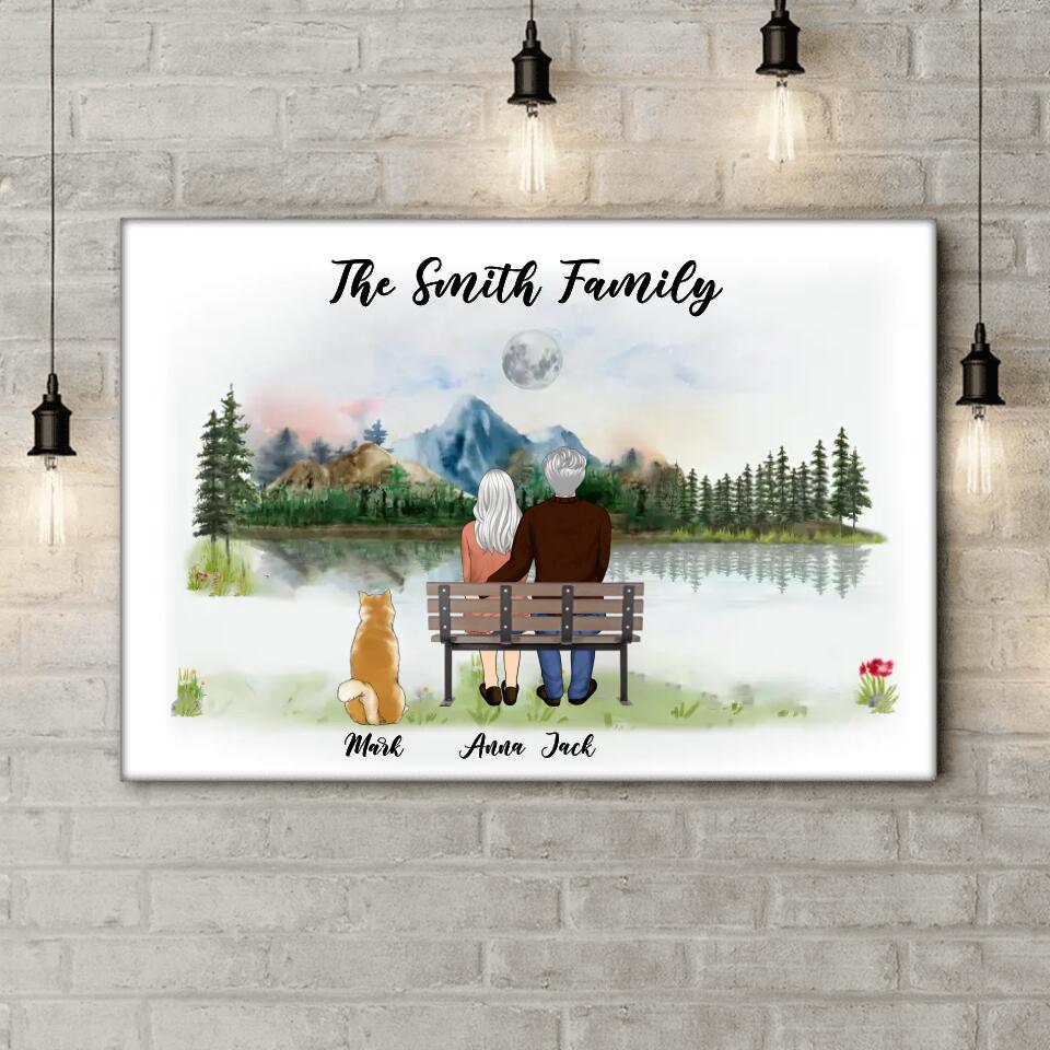 Personalized Couple Portrait With Pets Canvas - Gift For Dog Lovers - Personalized Couple Dog Canvas - Custom Family Portrait - Dog Fur Family - Dog Gifts