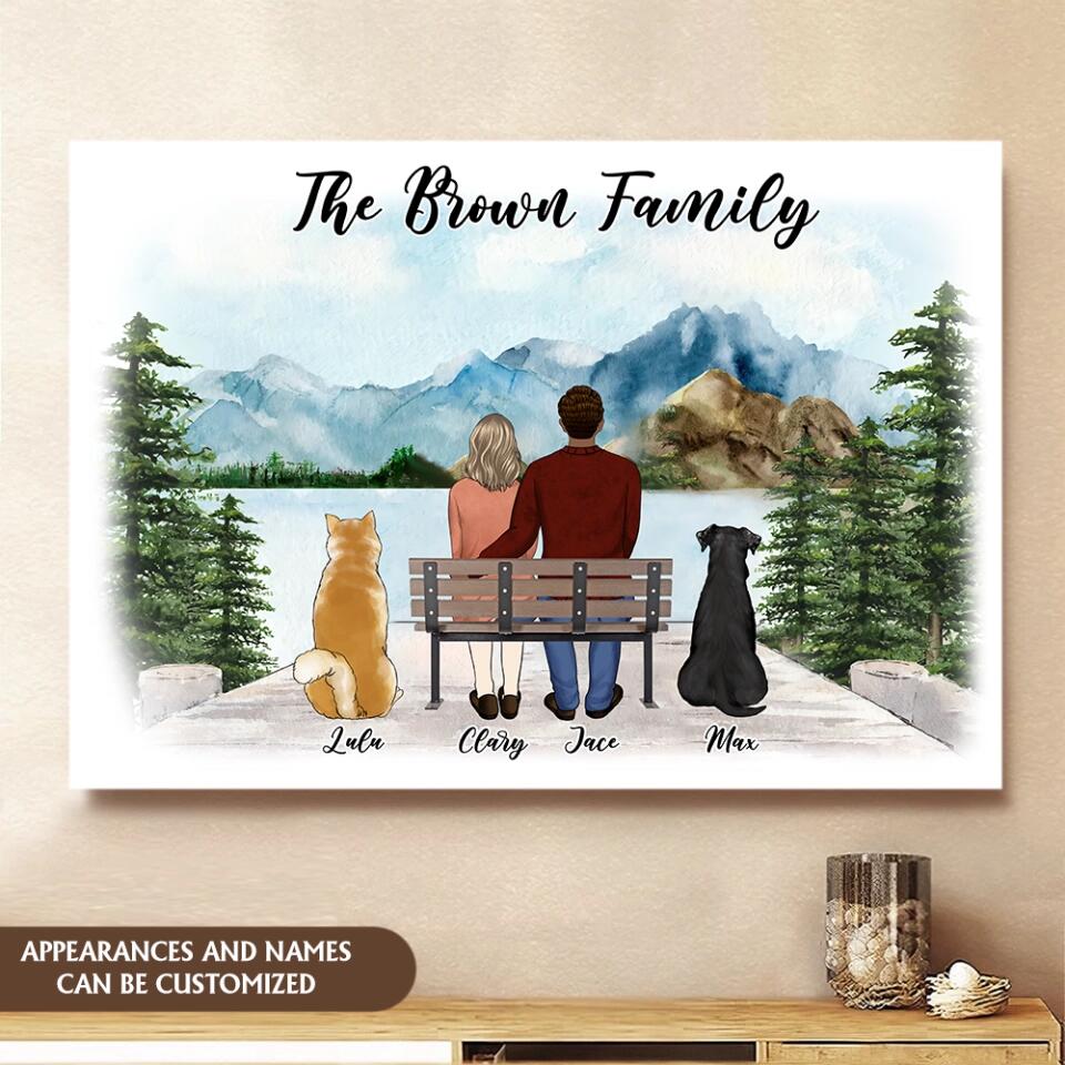 Personalized Couple Portrait With Pets Canvas - Gift For Dog Lovers - Personalized Couple Dog Canvas - Custom Family Portrait - Dog Fur Family - Dog Gifts