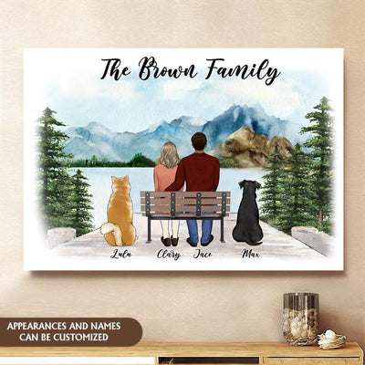 Personalized Couple Portrait With Pets Canvas - Gift For Dog Lovers - Personalized Couple Dog Canvas - Custom Family Portrait - Dog Fur Family - Dog Gifts