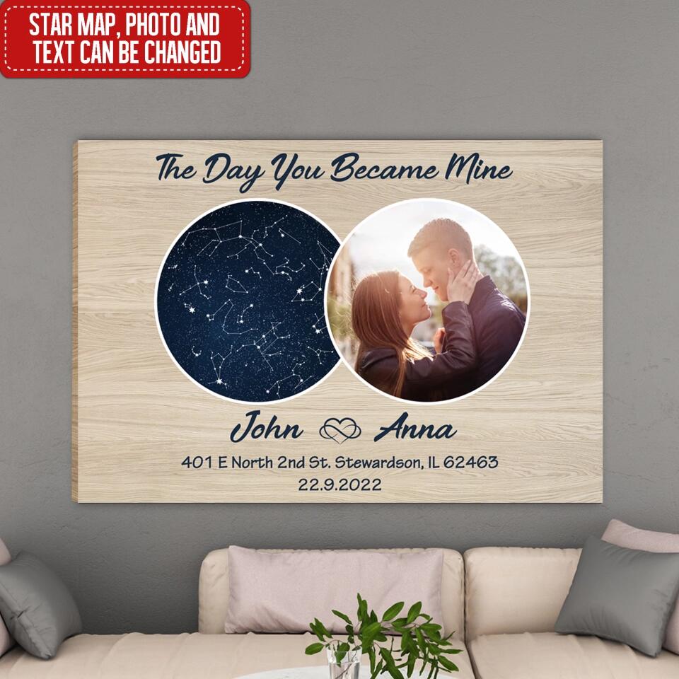 The Day You Became Mine - Personalized Canvas, Wedding Gift, Anniversary Gift For Couple