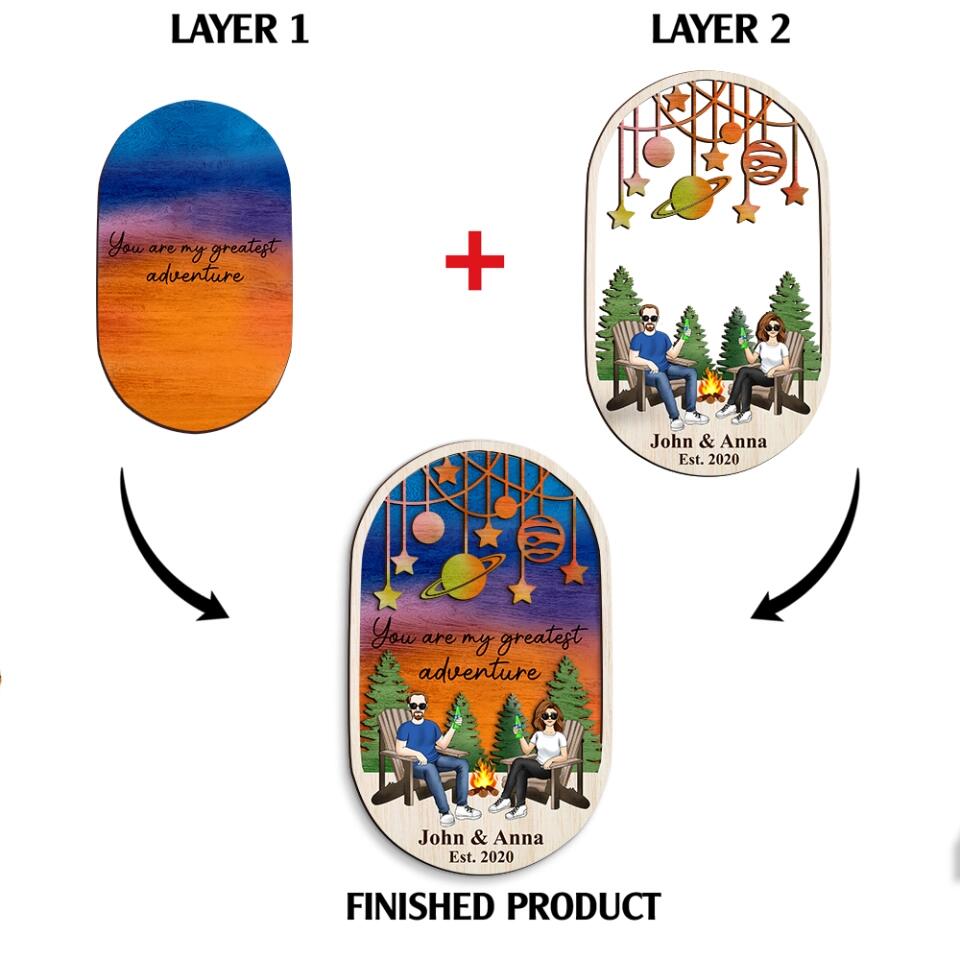 You Are My Greatest Adventure - Personalized 2 Layer Camping Sign - Gift For Camping Lovers - Camping Life - Happy Campers - Camping Decoration