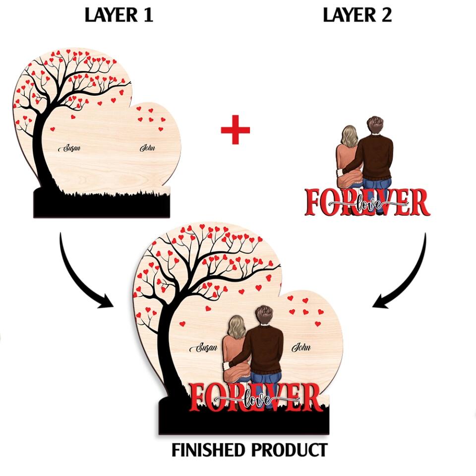Forever Love - Personalized Couple 2 Layer Sign - Valentine Gift - Personalized Couple Sign - Valentine Decorations