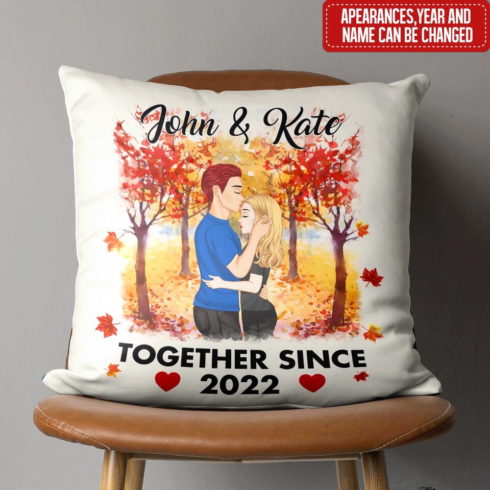 Personalized Couple Fall Together Since Pillow, Custom Couple Valentine Pillow Gift, Couple Pillow, Gift For Her, Him, Wife, Husband