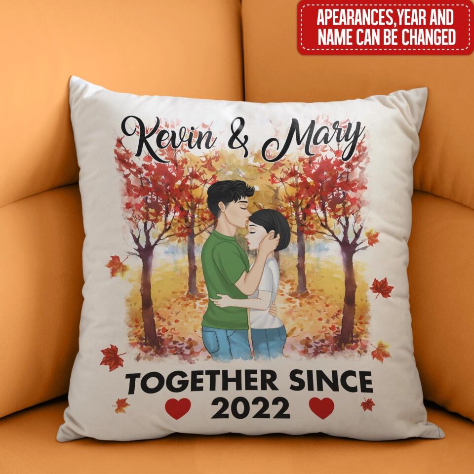Personalized Couple Fall Together Since Pillow, Custom Couple Valentine Pillow Gift, Couple Pillow, Gift For Her, Him, Wife, Husband