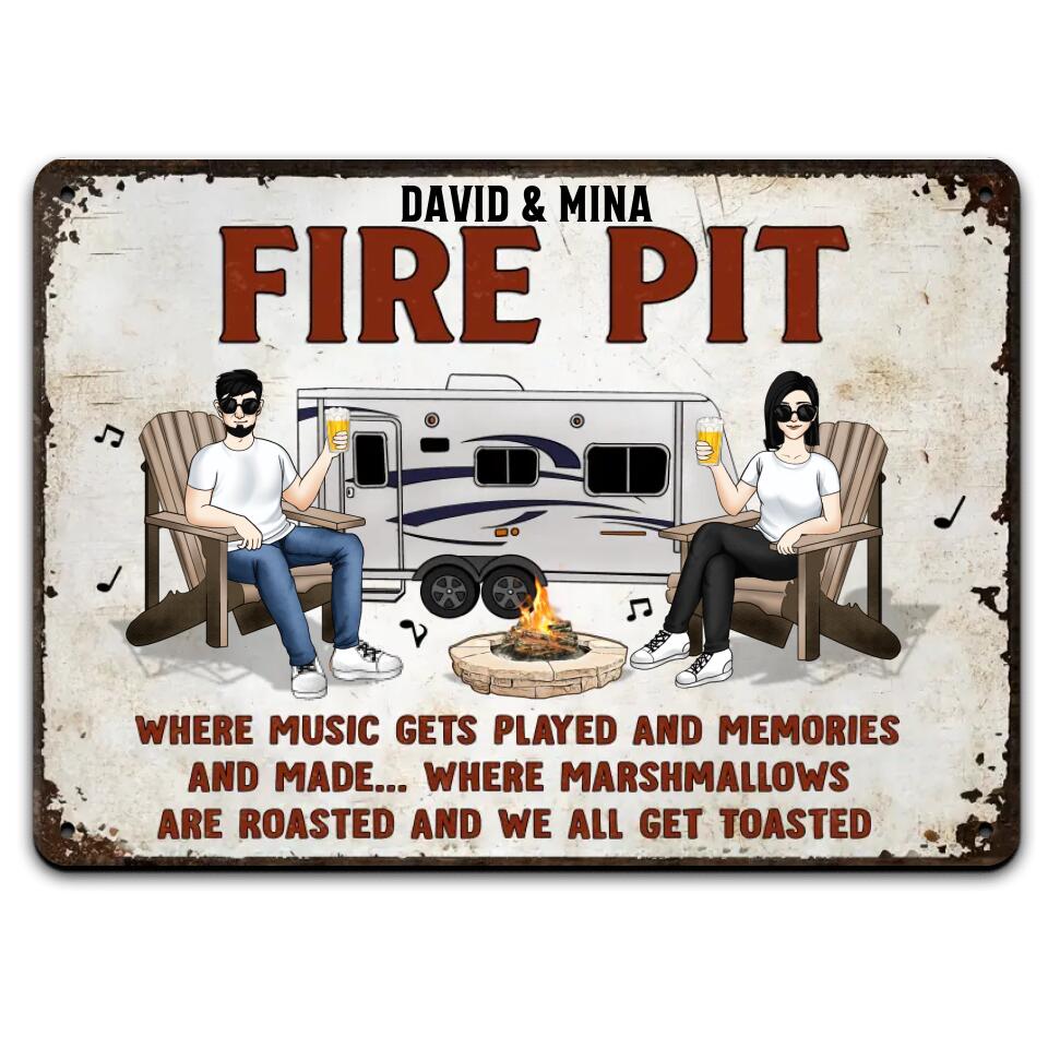 Where Music Gets Played And Memories - Personalized Metal Sign, Gift For Camping lover