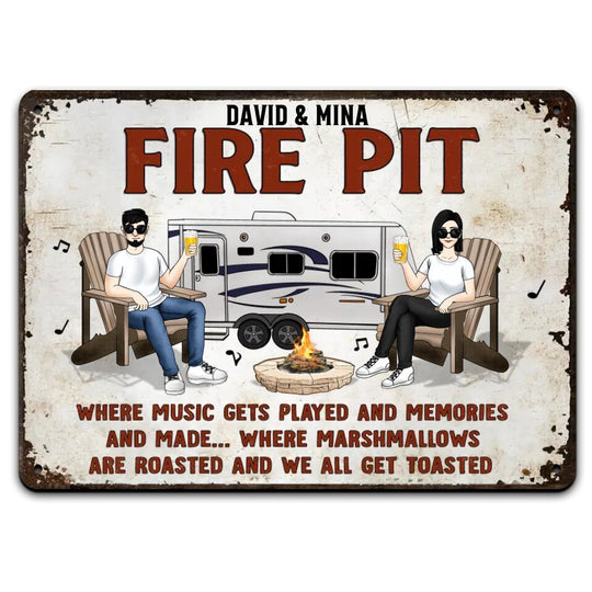 Where Music Gets Played And Memories - Personalized Metal Sign, Gift For Camping lover