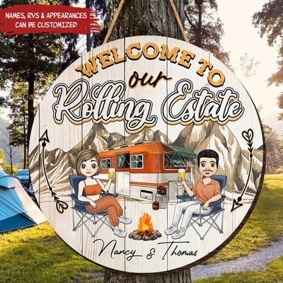 Welcome To Our Rolling Estate 2- Personalized Doorsign