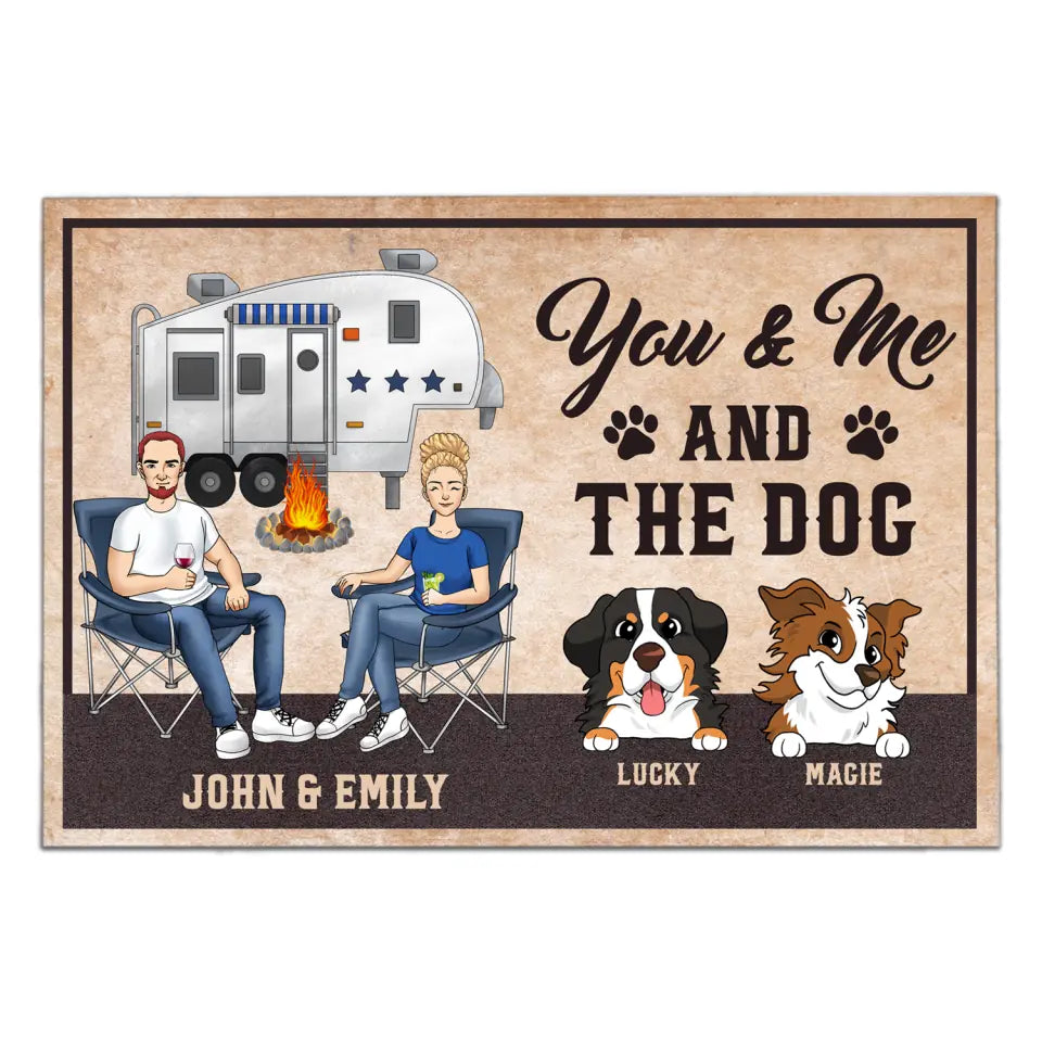 You And Me And The Dogs Husband Wife Camping - Couple Gift - Personalized Doormat, Gift For Camper