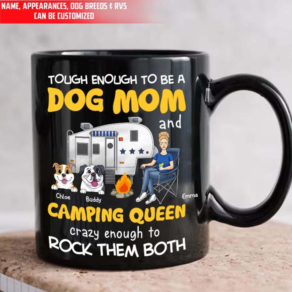 Personalized Tough Enough To Be Dog Mom Mug - Dog Mom Mug, Dog Mama Mug - Dog Lovers Gift - Fur Mama Mug - Personalized Camping Lovers Mug