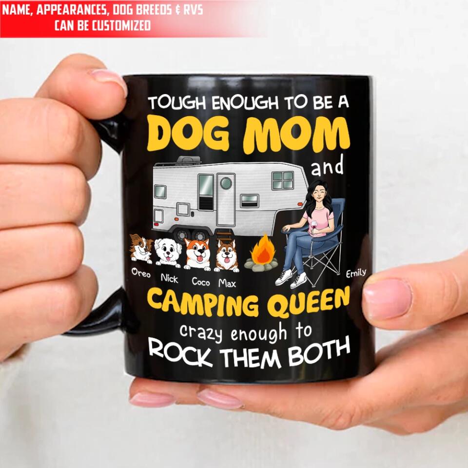 Personalized Tough Enough To Be Dog Mom Mug - Dog Mom Mug, Dog Mama Mug - Dog Lovers Gift - Fur Mama Mug - Personalized Camping Lovers Mug