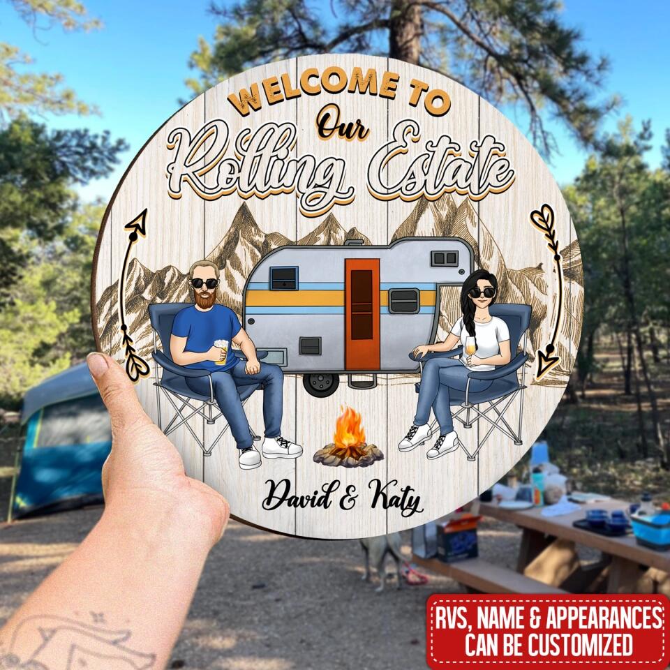 Welcome To Our Rolling Estate - Personalized 1 Layer Sign, Gift For Camping Lover