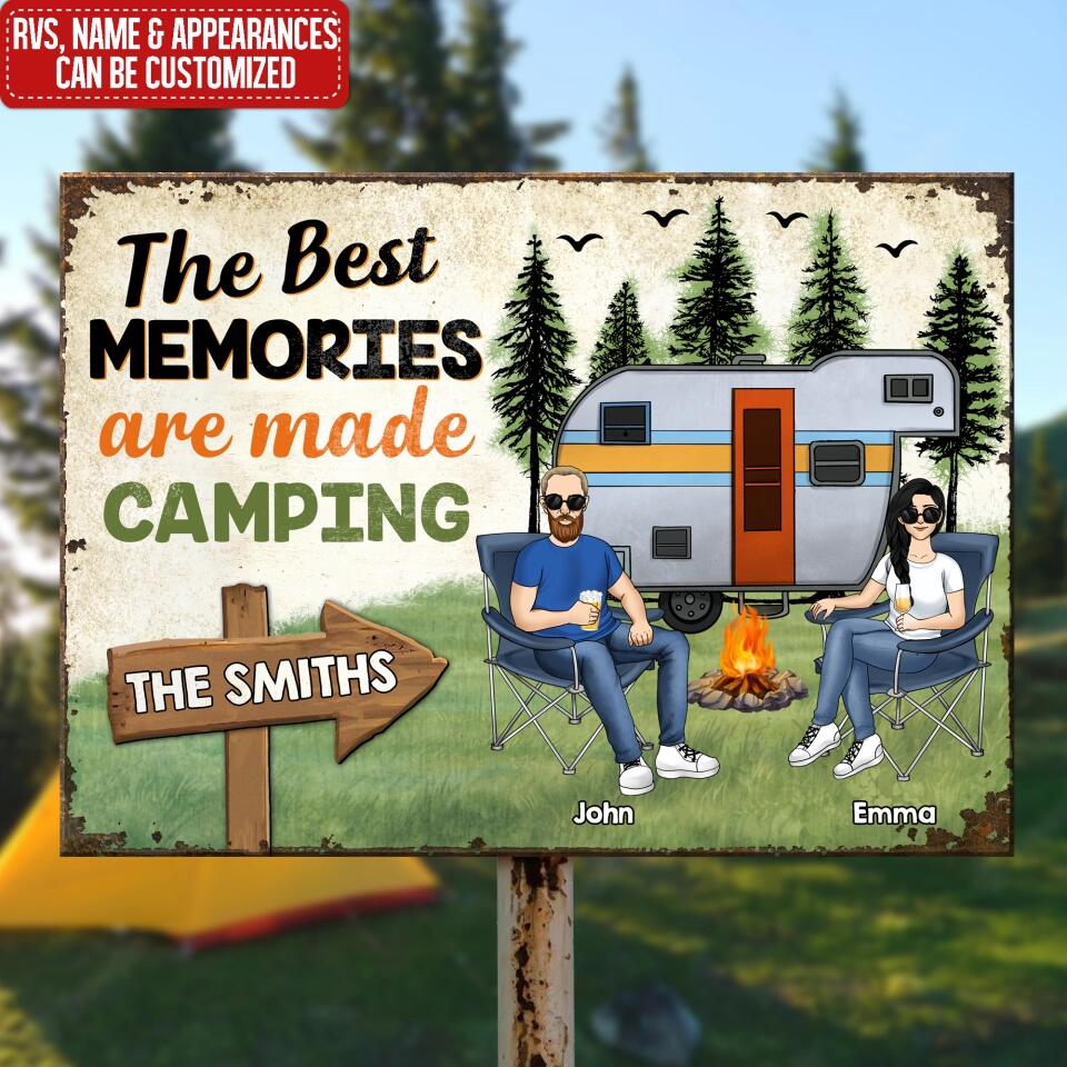 The Best Memories Are Made Camping - Personalized Metal Sign, Gift For Camping Lover