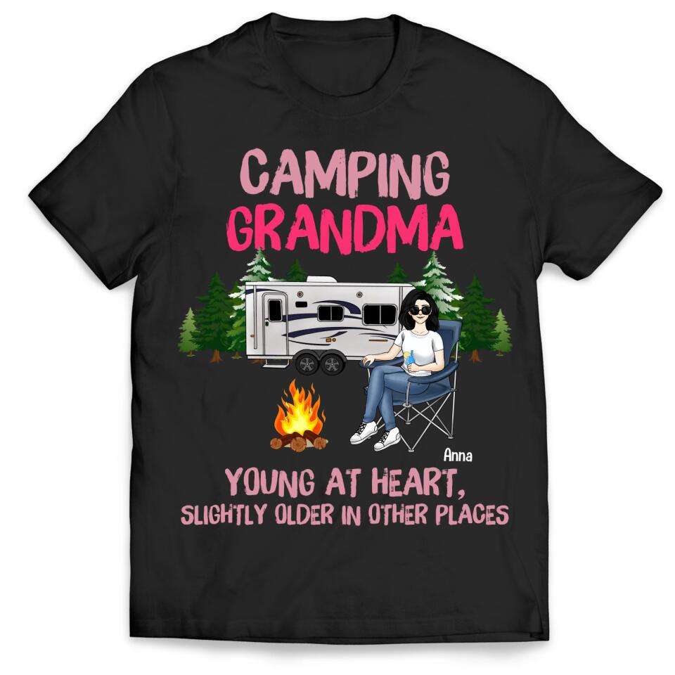 Camping Grandma/Grandpa Young At Heart Slightly Older In Other Places - Personalized T-Shirt, Gift For Camping Lover