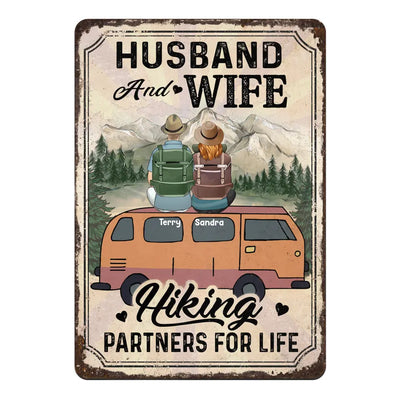 Husband And Wife Hiking Partners For Life - Personalized T-shirt, Gift For Hiking Lover